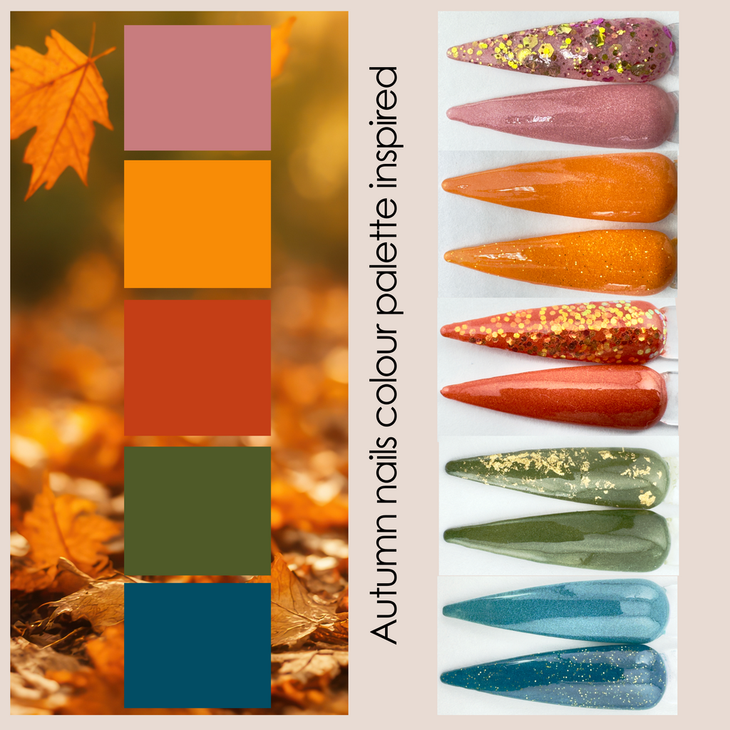 Leveraux Autumn dip powder nail collection 2025 with warm fall shades