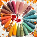 Leveraux Autumn dip powder nail collection 2025 with warm fall shades