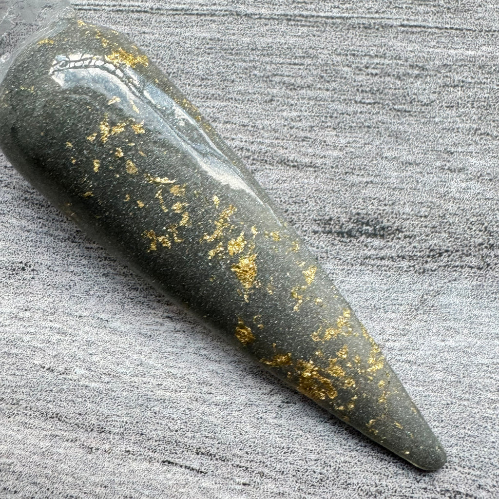 Autumn Twilight Grey Gold Flakes Dip Powder