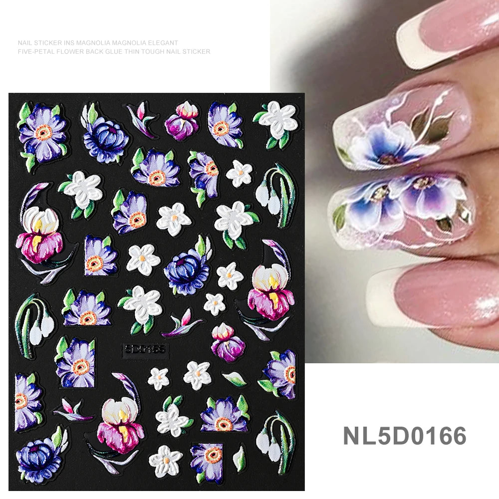 5d embossed nail sticker
