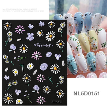 5d embossed nail sticker