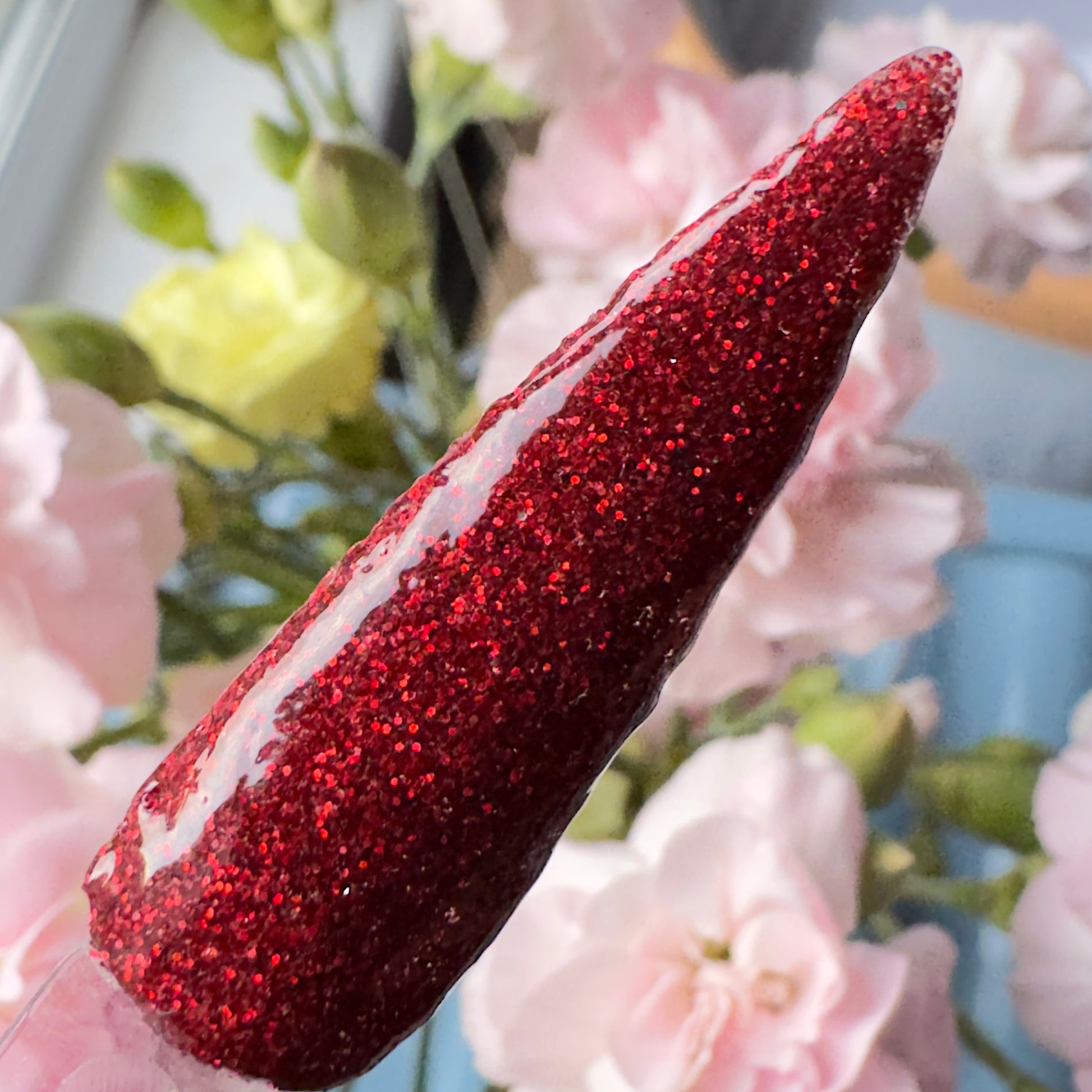 Ruby Noir – Deep Red Glitter Nail Dip Powder