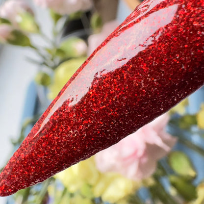 Crimson Kiss – Red Glitter Nail Dip Powder