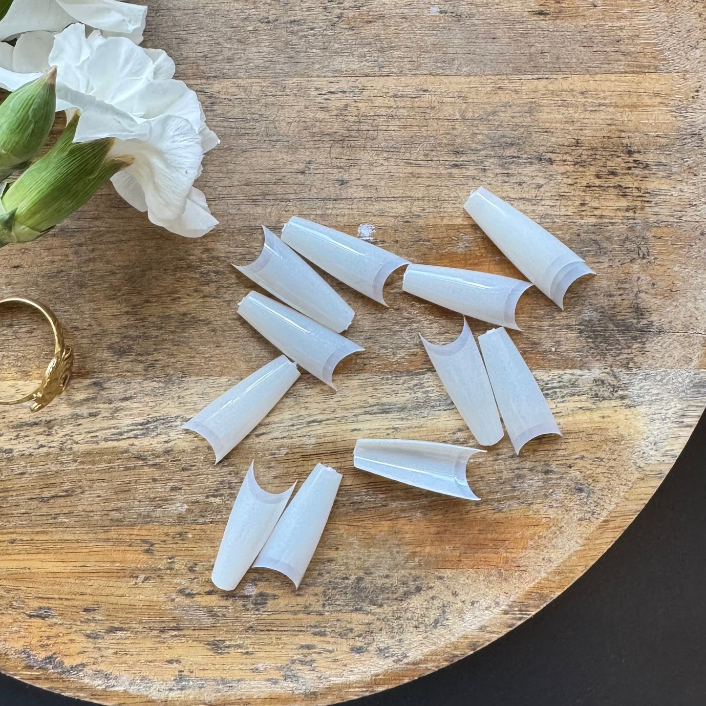 Pre-Etched Coffin Half Cover Nail Tips – Natural Nail Extension