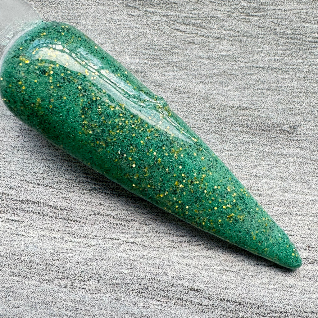 Enchanted Woods Forest Green Gold Glitter Dip Powder