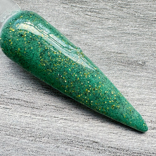 Enchanted Woods Forest Green Gold Glitter Dip Powder