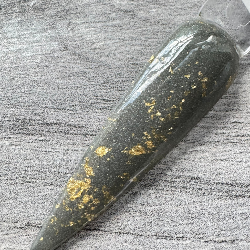 Autumn Twilight Grey Gold Flakes Dip Powder