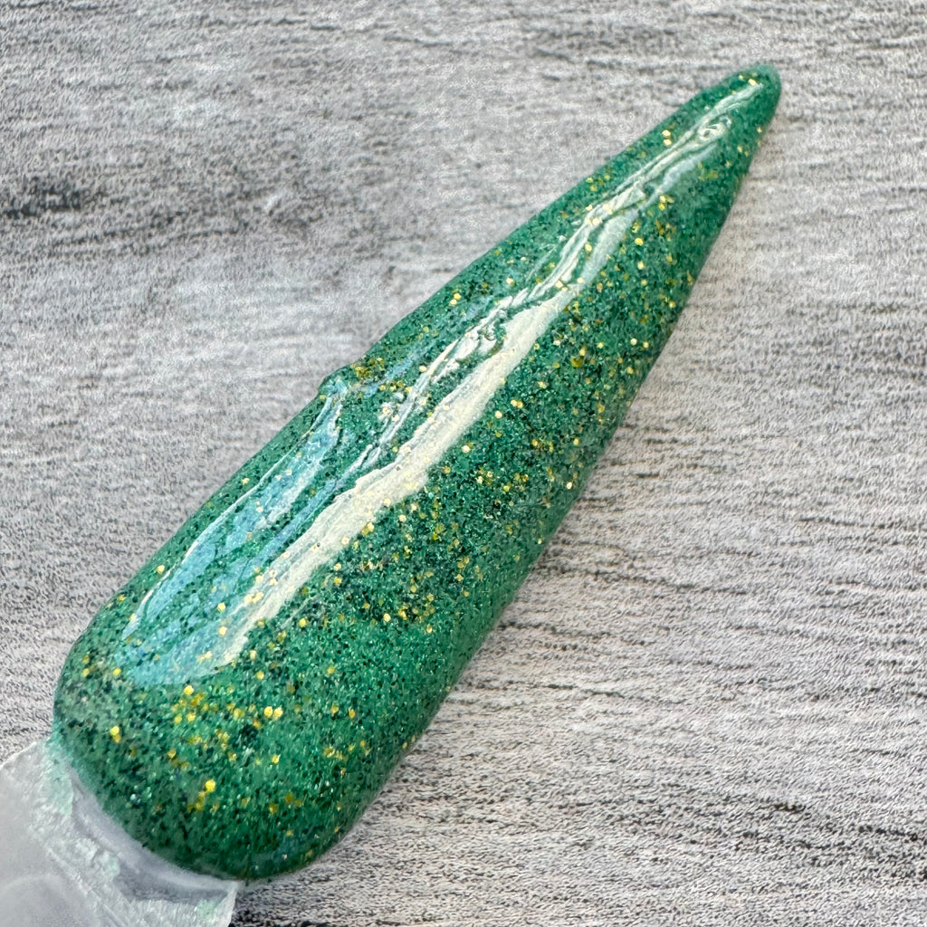 Enchanted Woods Forest Green Gold Glitter Dip Powder