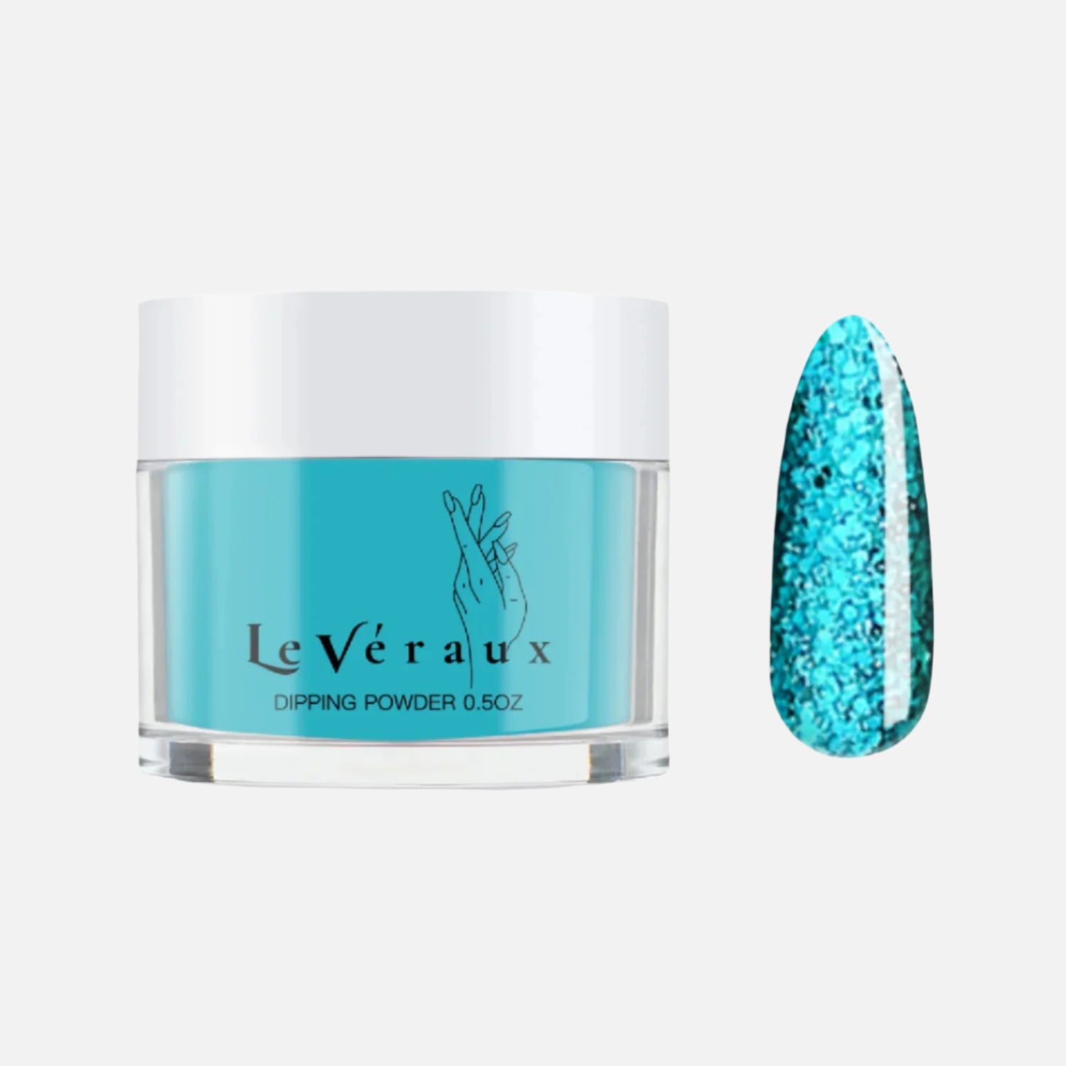 Enchanted dipping powder – vibrant aqua blue with glitter shimmer finish for bold everyday nail