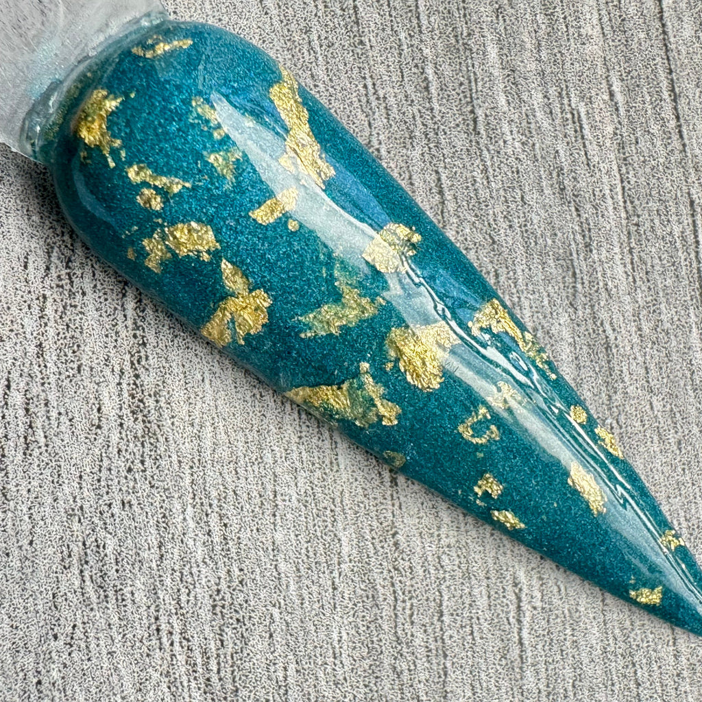 Frozen Skies Icy Blue Gold Flakes Dip Powder