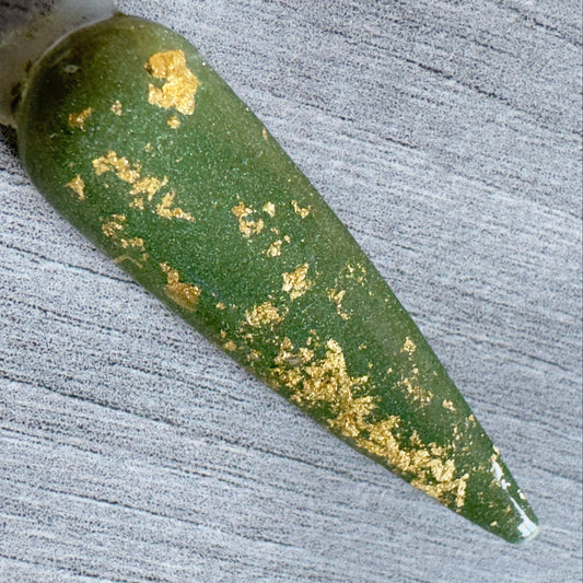 Green Forest, green dip powder with flakes