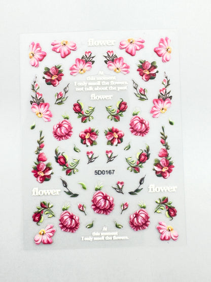 Pink Flowers Nail Art Stickers