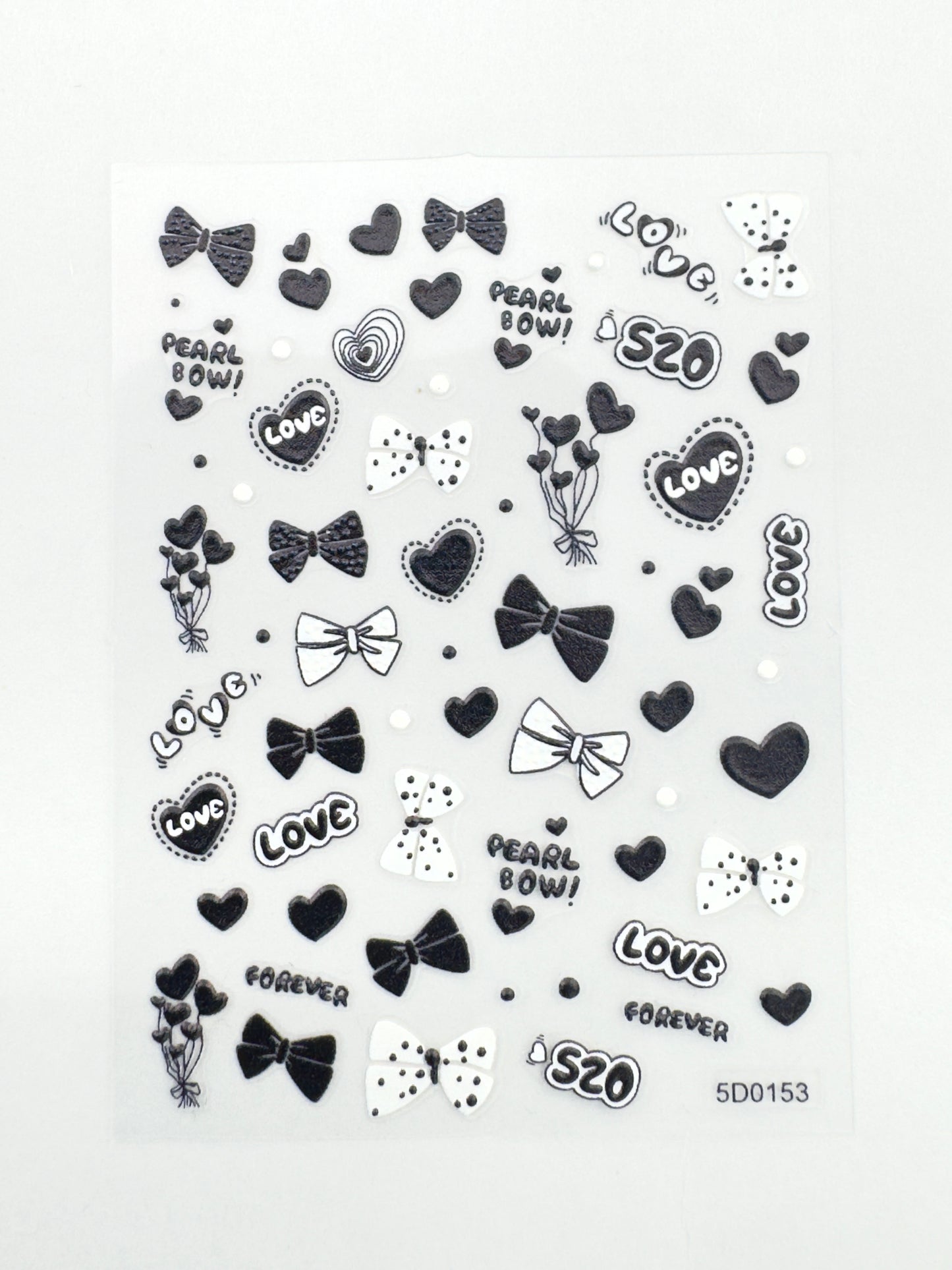 5D Embossed Nail Art Stickers | Hearts & Bows Valentine's Day Decals