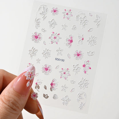 5d embossed nail sticker