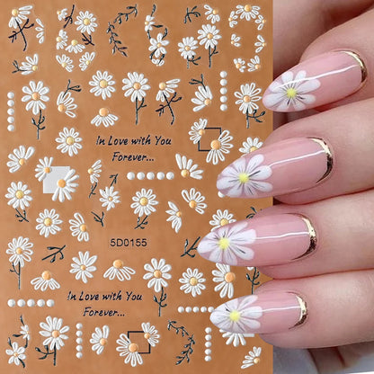 5d embossed nail sticker