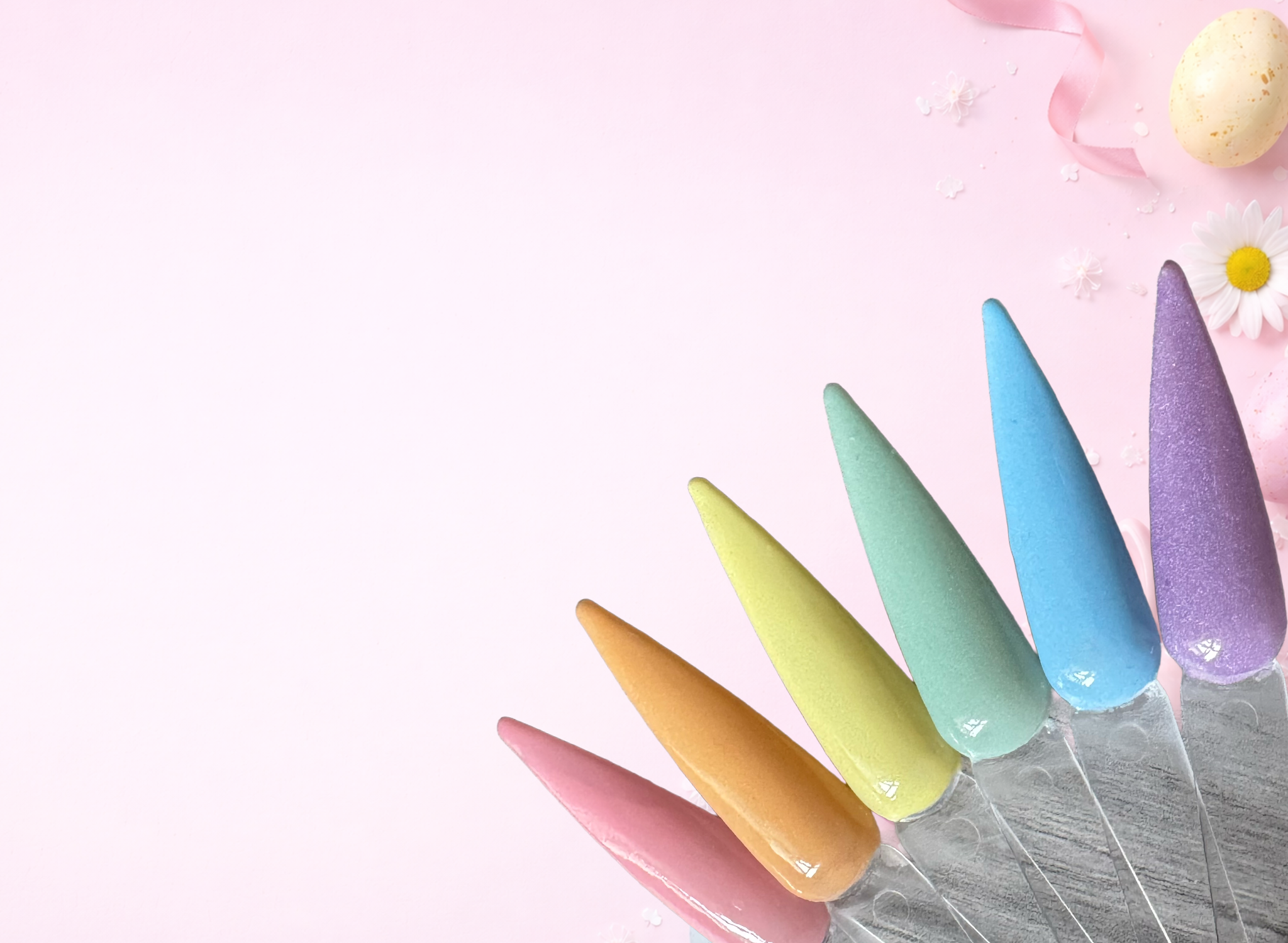 spring nail colours in a  set of swatch sticks
