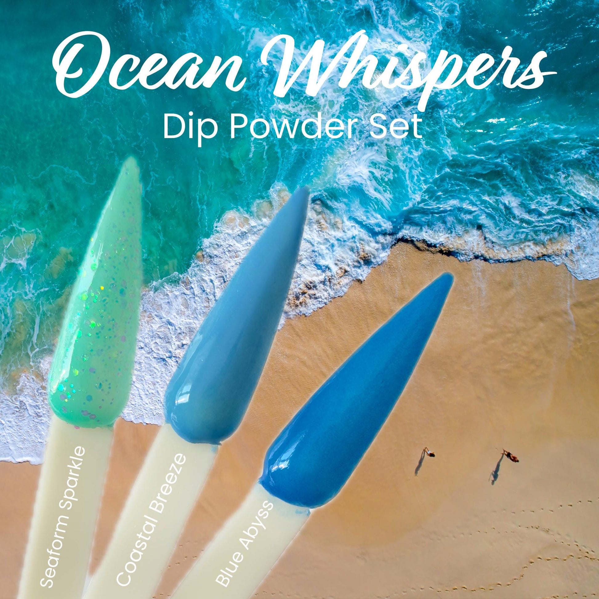 Ocean Whispers Dip Powder Set: Aqua to Deep Blue Summer Nail Colors