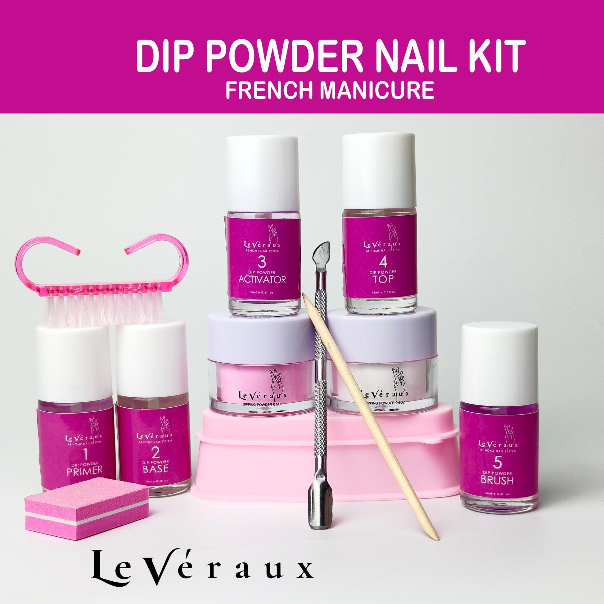 Dip Powder Nail Kit: French Manicure Colors, Hema-Free, Beginner-Friendly
