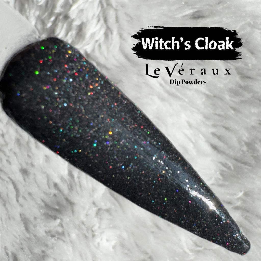 Witch’s Cloak - Black Shimmer Dip Powder: Halloween Nail Art