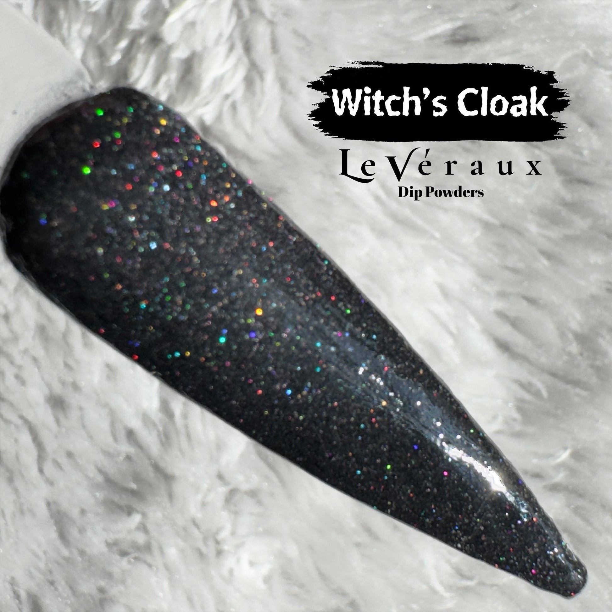 Witch’s Cloak - Black Shimmer Dip Powder: Halloween Nail Art