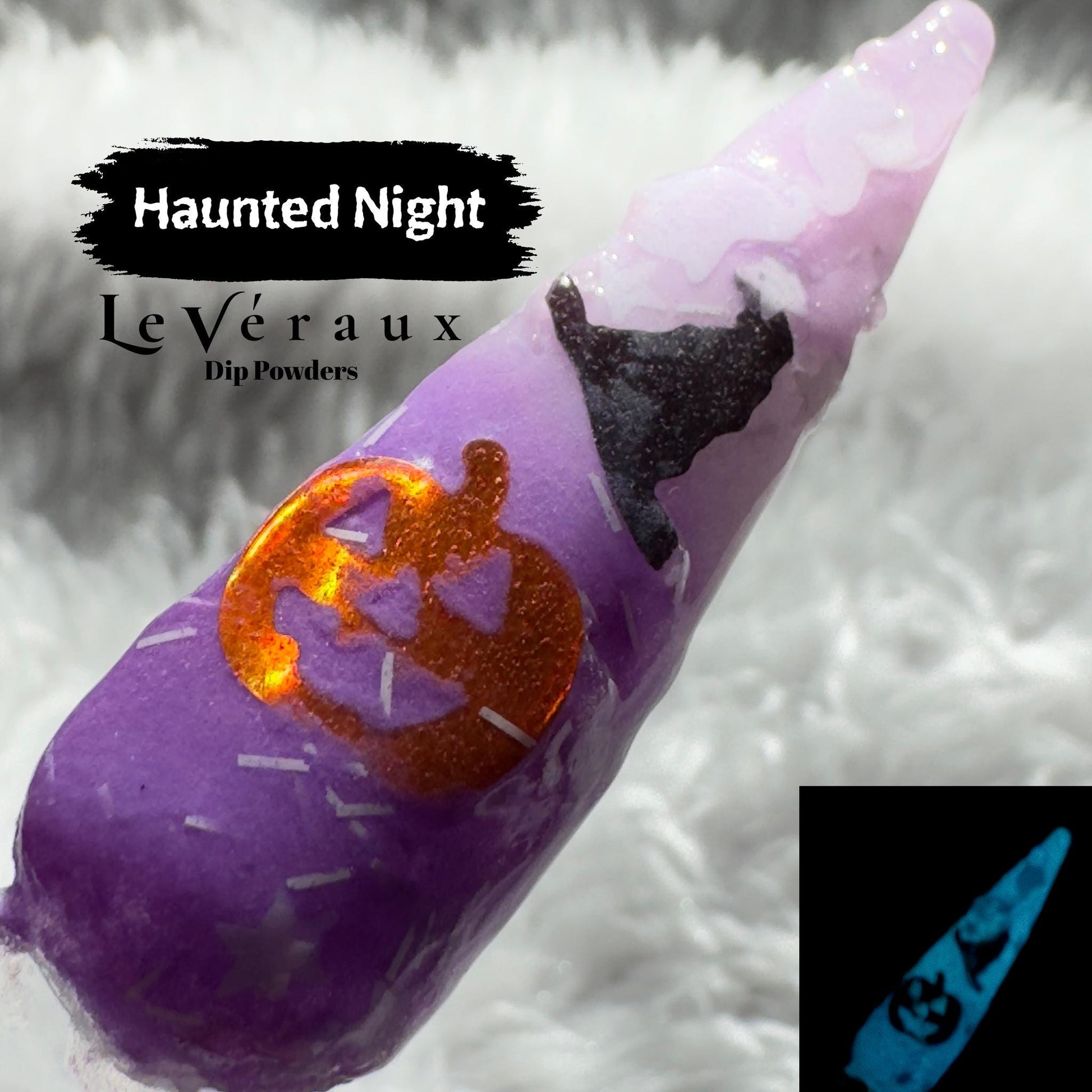 Haunted Night Thermal Dip Powder: Color Changing Purple to White, Glow in the Dark