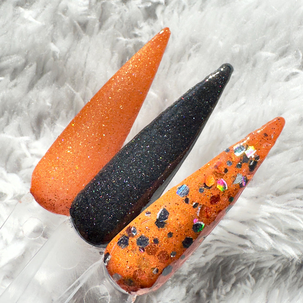 Orange Glitter Dip Powder: Halloween Sparkle Nail Dip for Fall Nails