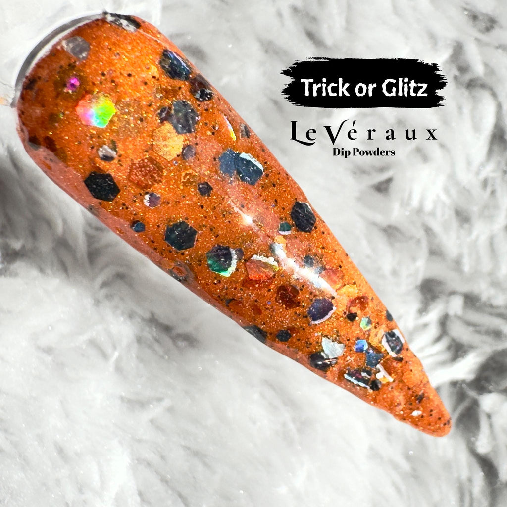 Orange Glitter Dip Powder: Halloween Sparkle Nail Dip for Fall Nails