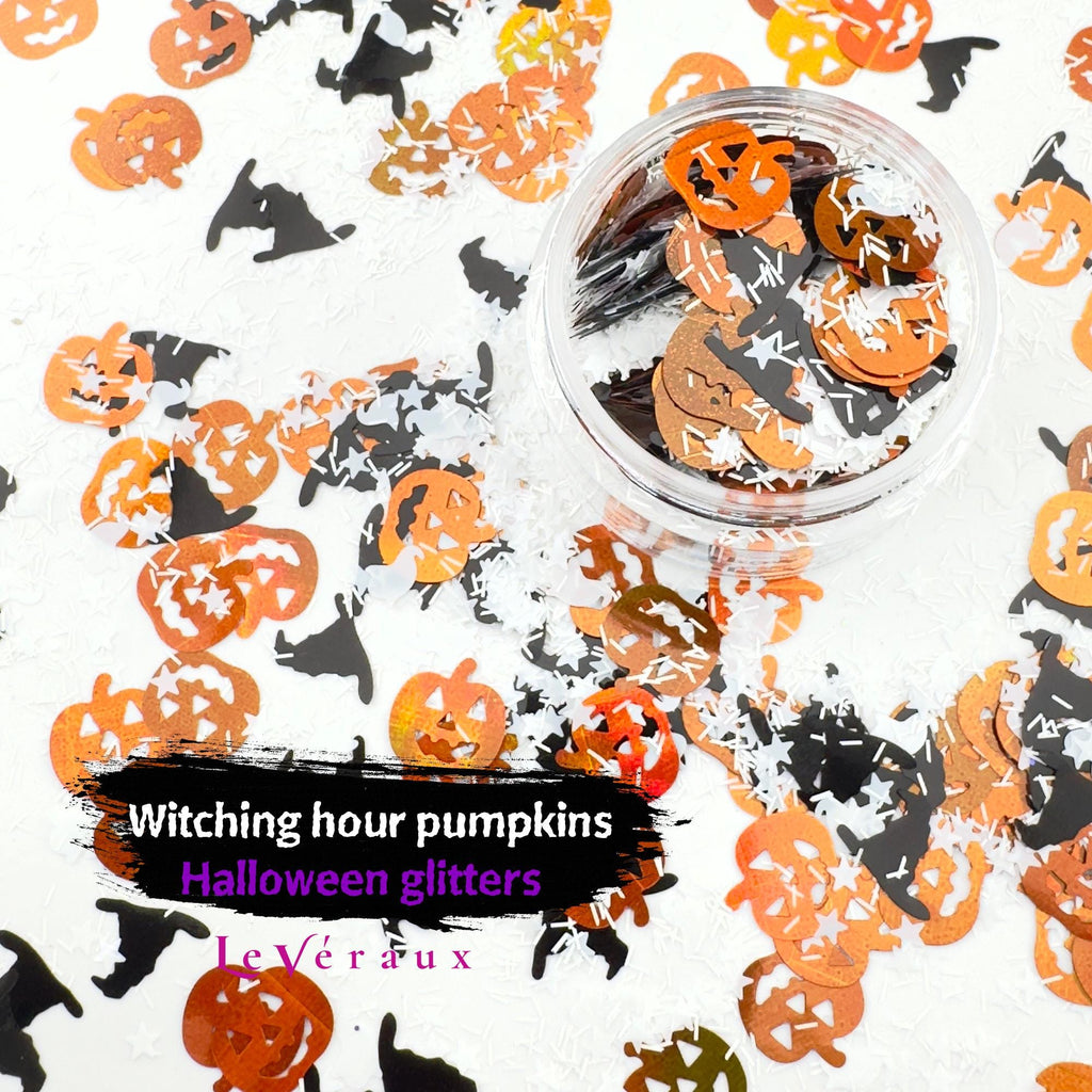 Halloween Glitter Mix: Pumpkins, Witches, Stars Confetti - Resin, Slime, Nail Art