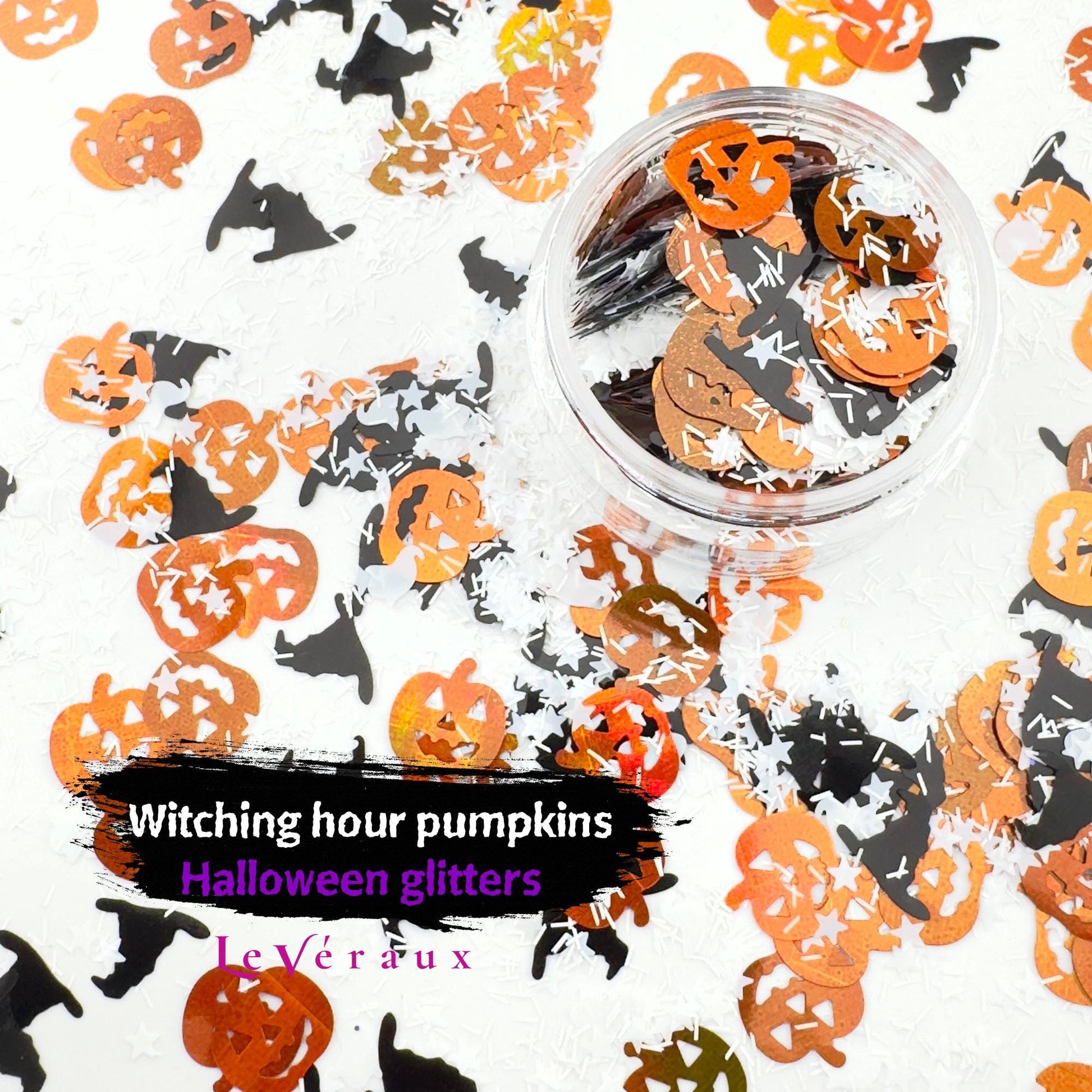 Halloween Glitter Mix: Pumpkins, Witches, Stars Confetti - Resin, Slime, Nail Art