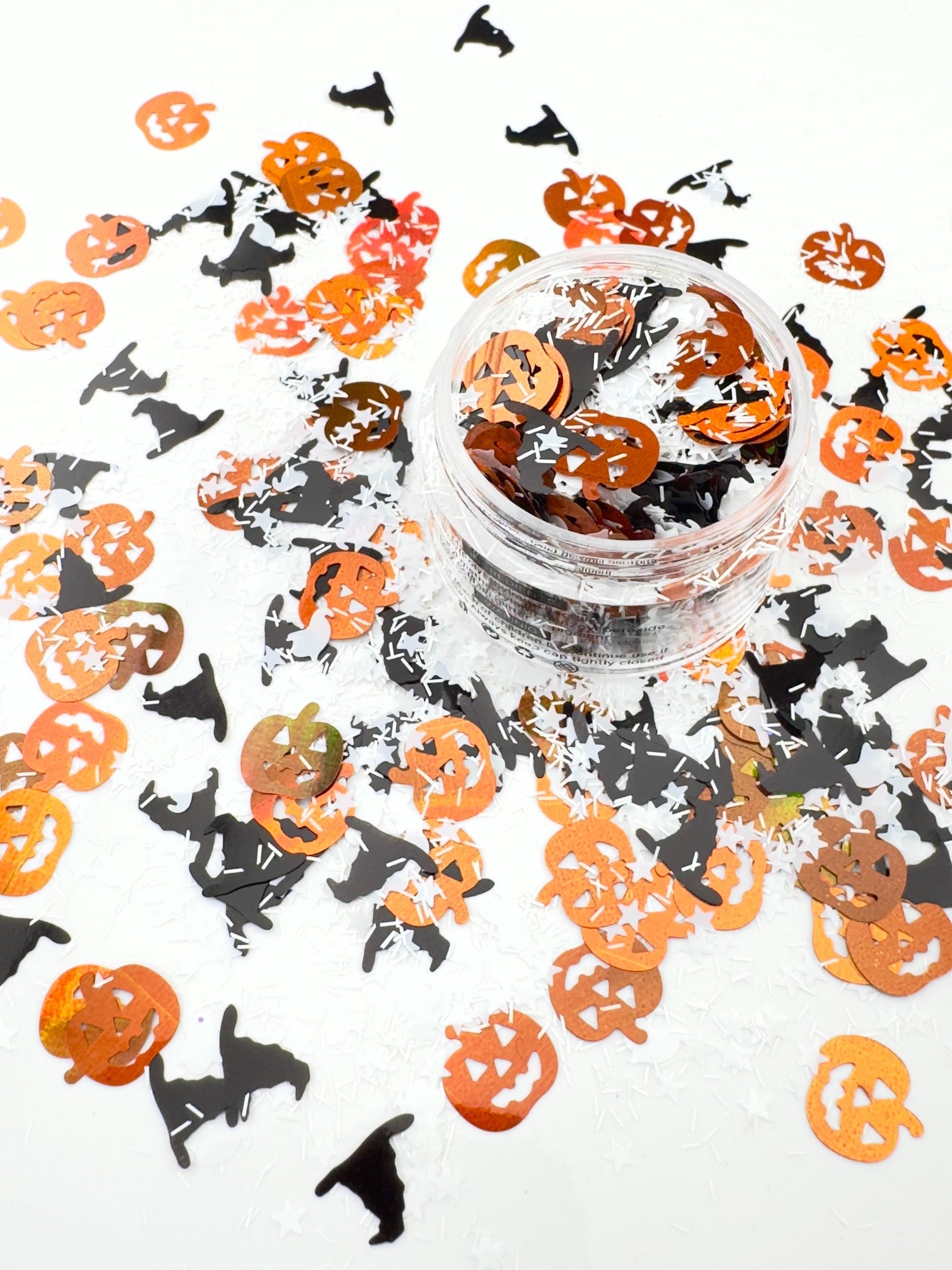 Halloween Glitter Mix: Pumpkins, Witches, Stars Confetti - Resin, Slime, Nail Art