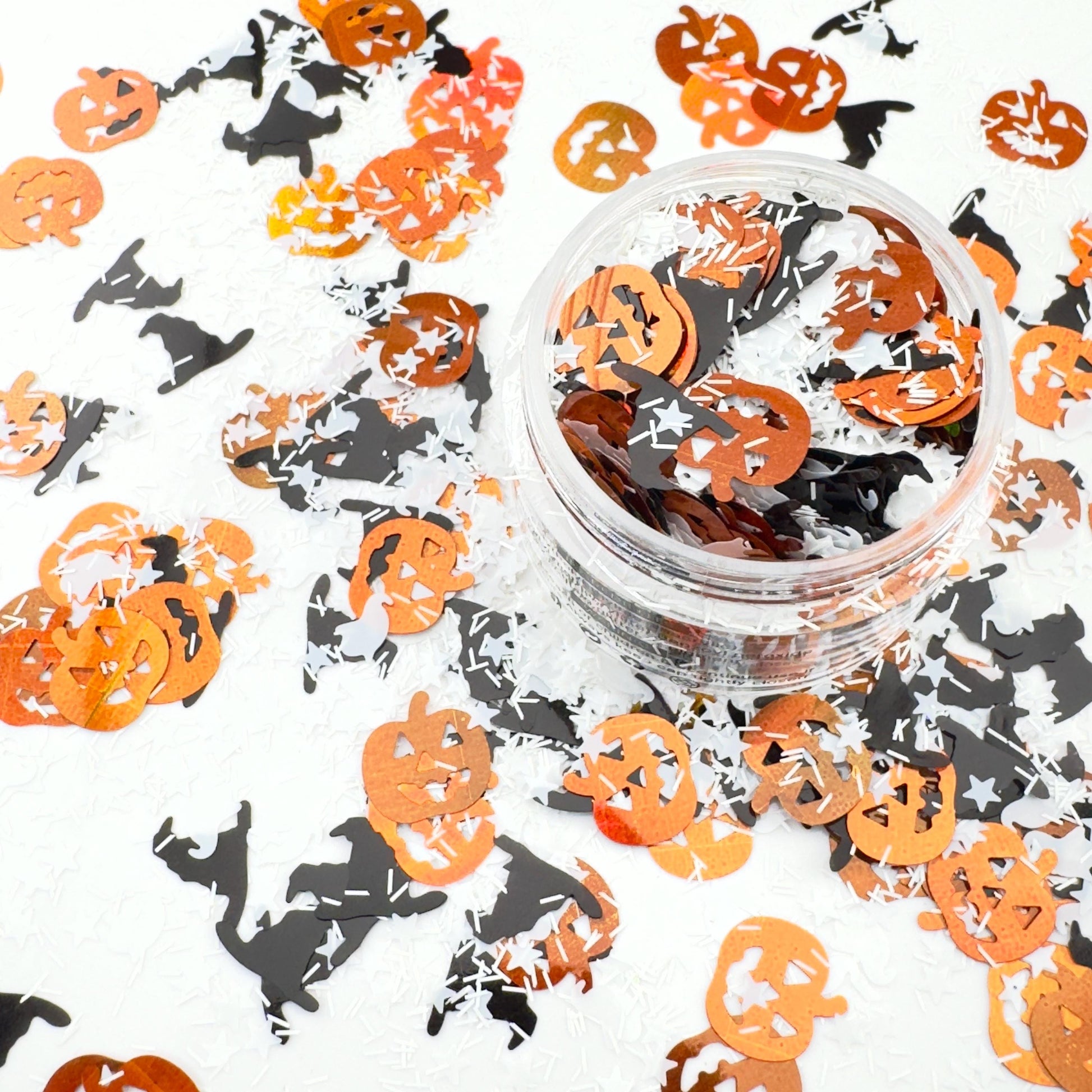 Halloween Glitter Mix: Pumpkins, Witches, Stars Confetti - Resin, Slime, Nail Art