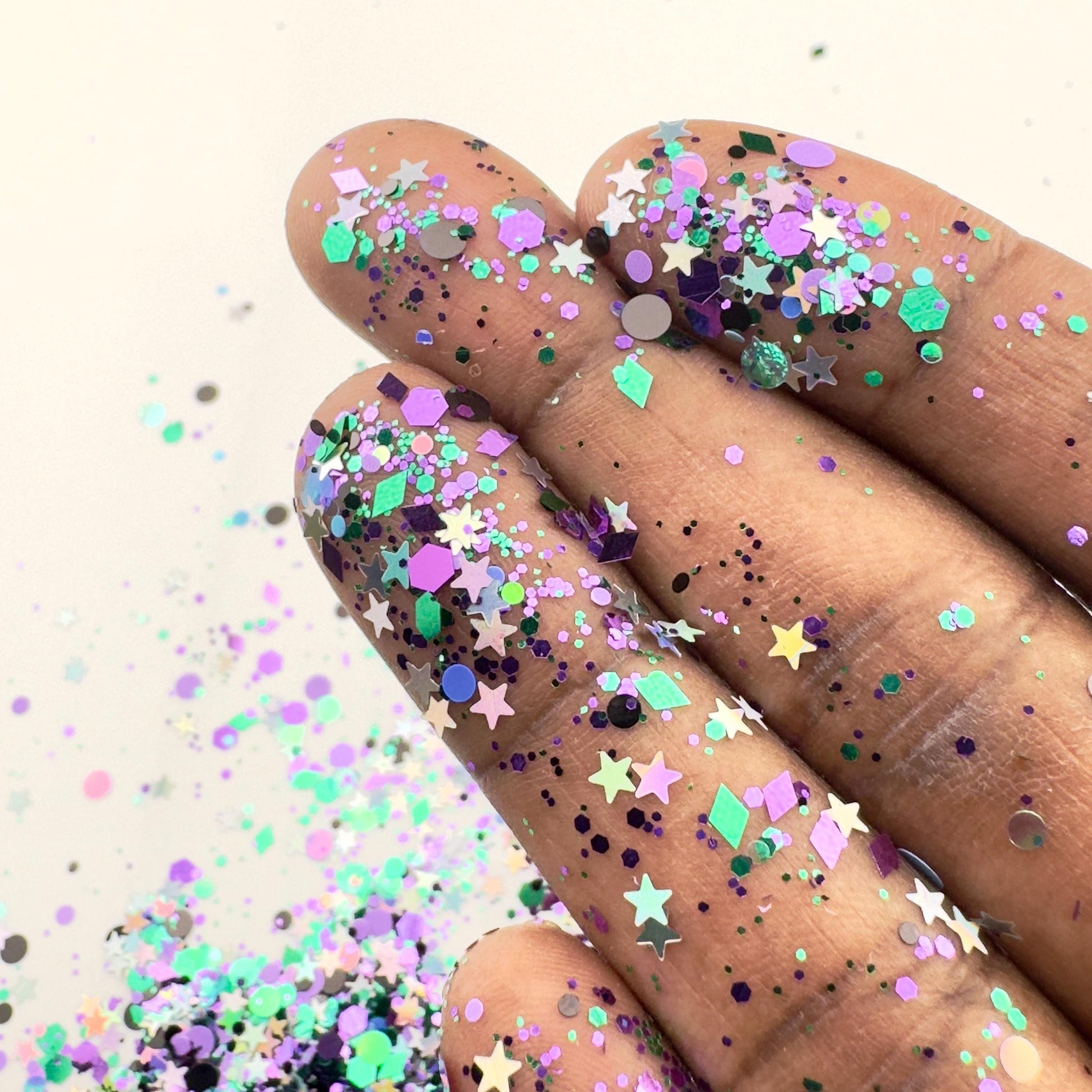 Mystic Forest Chunky Glitter: Purple, Green, Black Star Mix