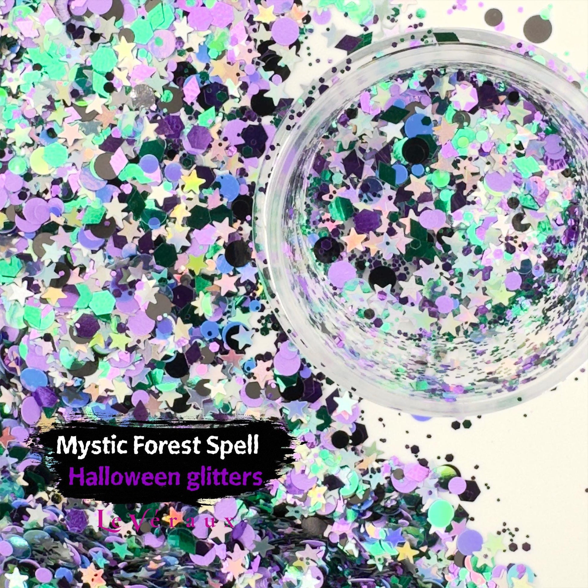 Mystic Forest Chunky Glitter: Purple, Green, Black Star Mix