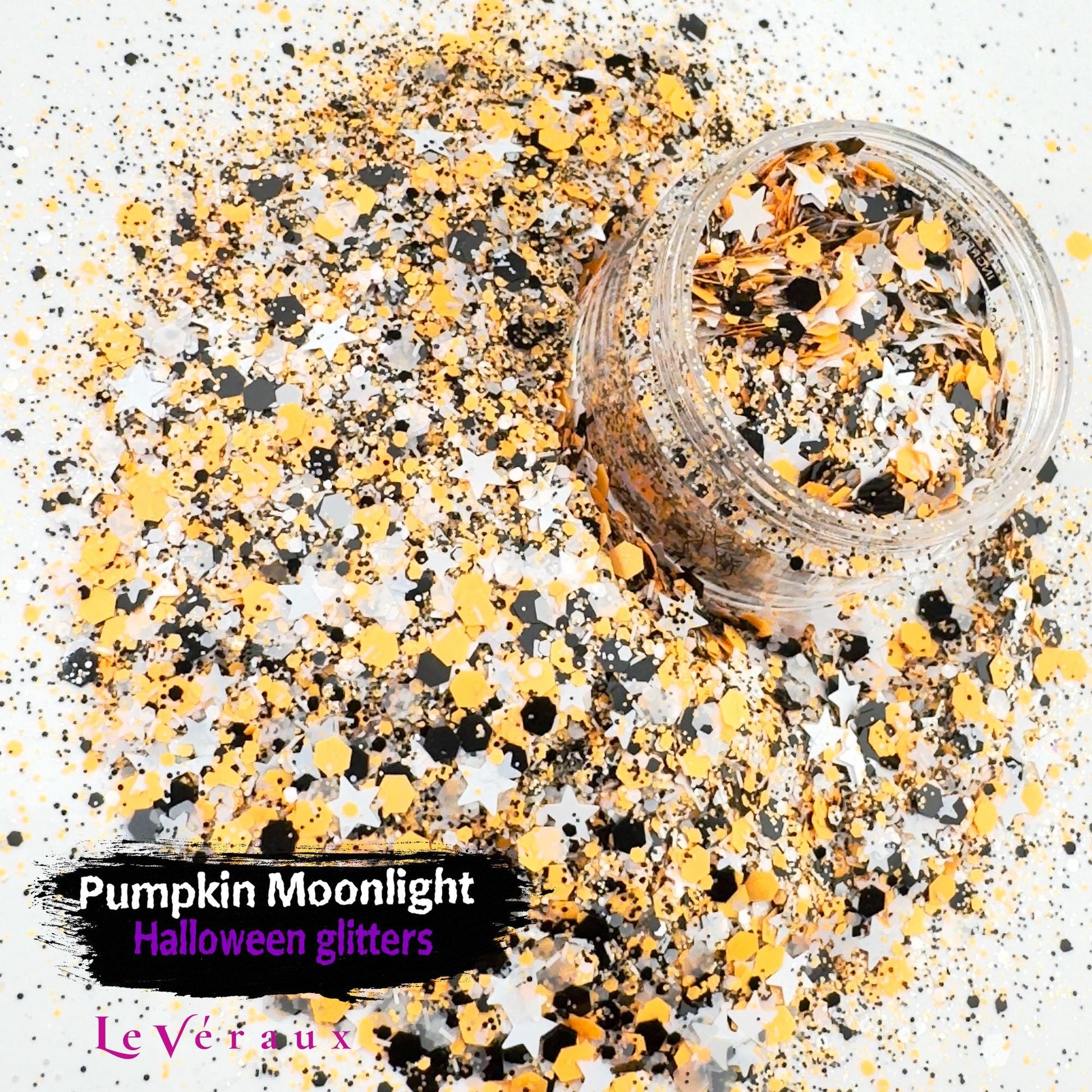 Pumpkin Moonlight Orange & Black Chunky Halloween Glitter for Tumblers, Resin Crafts, Slime Supplies
