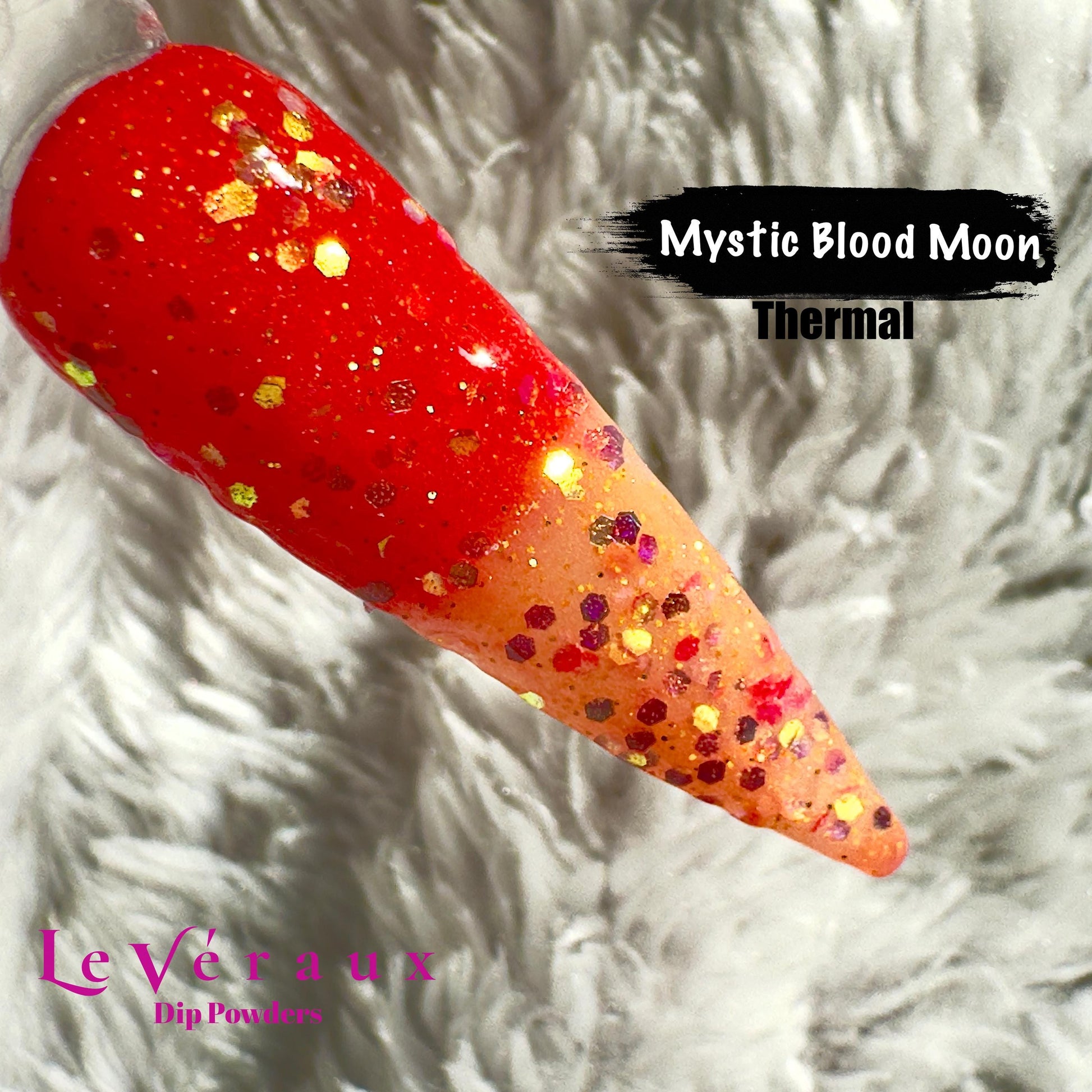 Thermal Dip Powder: Fiery Blood Moon Red-Orange Copper Glitter