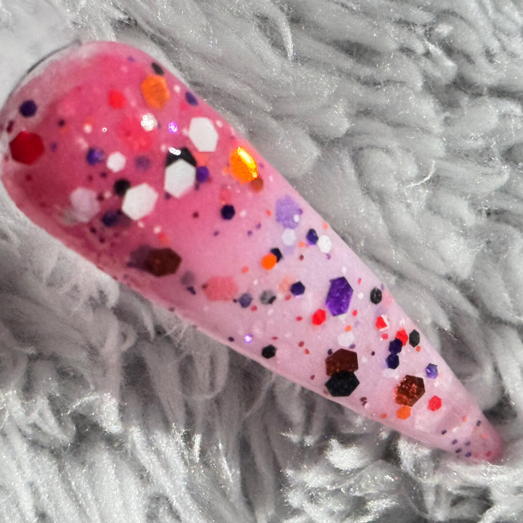 Witch’s Confetti Dip Powder | Glow in the Dark | Halloween Nail Dip Powder | Thermal Color Changing Pink Glitter | DIY Manicure Nail Art