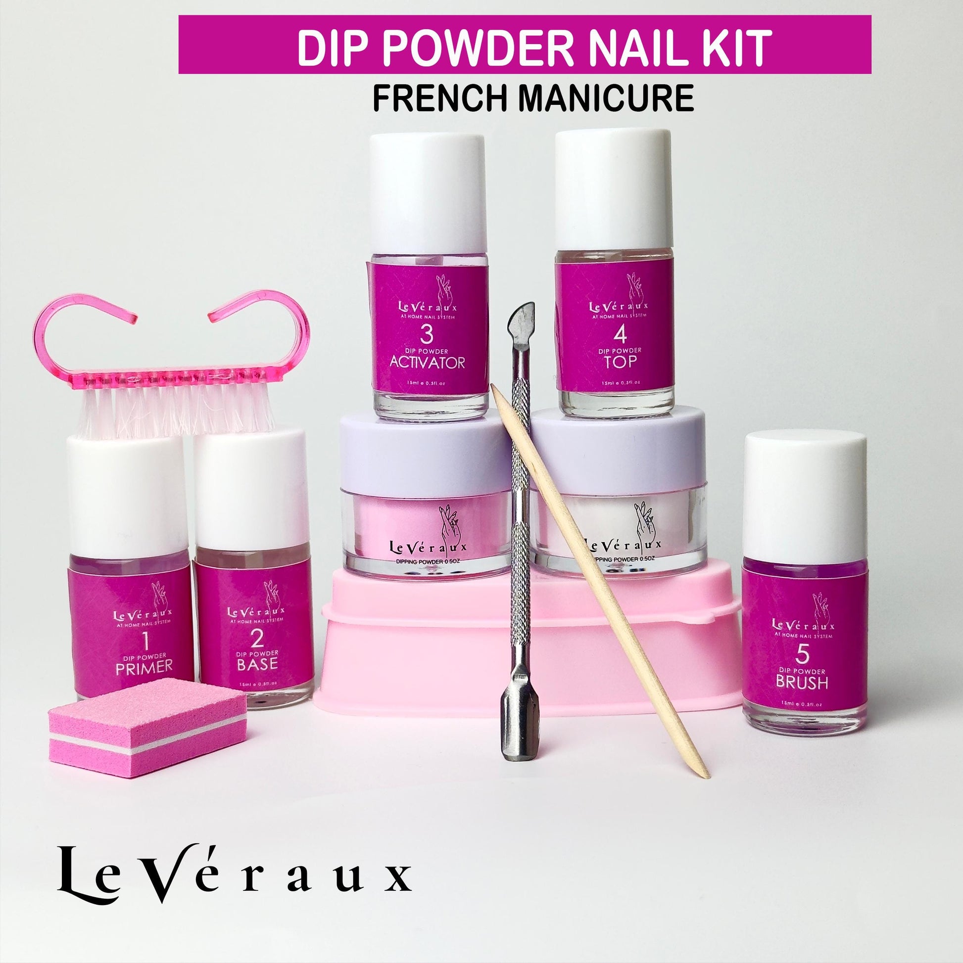 Dip Powder Nail Kit: French Manicure Colors, Hema-Free, Beginner-Friendly