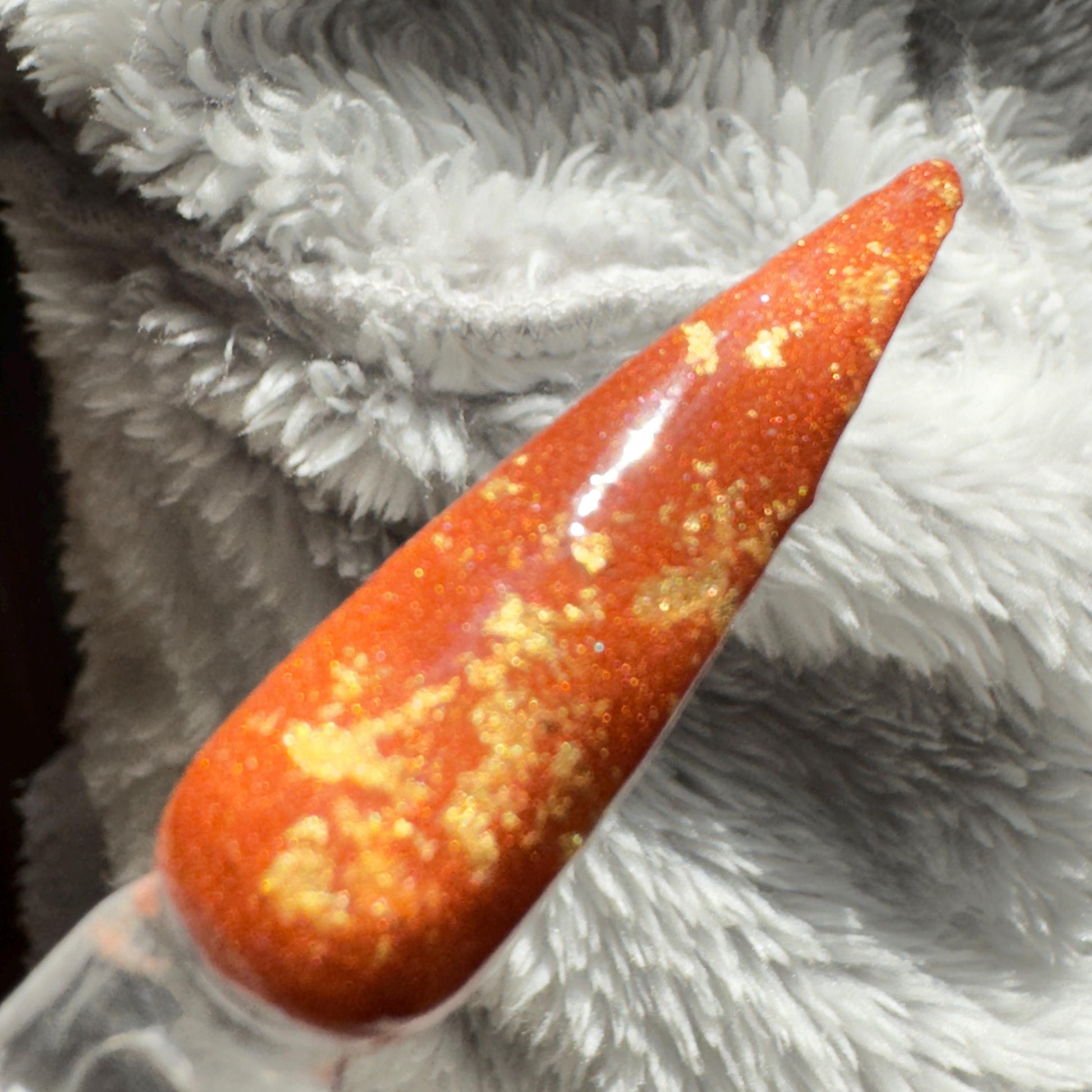 Golden Ember Dip Powder | Fiery Orange with Gold Flakes | Sparkle Dip Nails, Autumn Dip Powder, Luxury Nail Dipping System