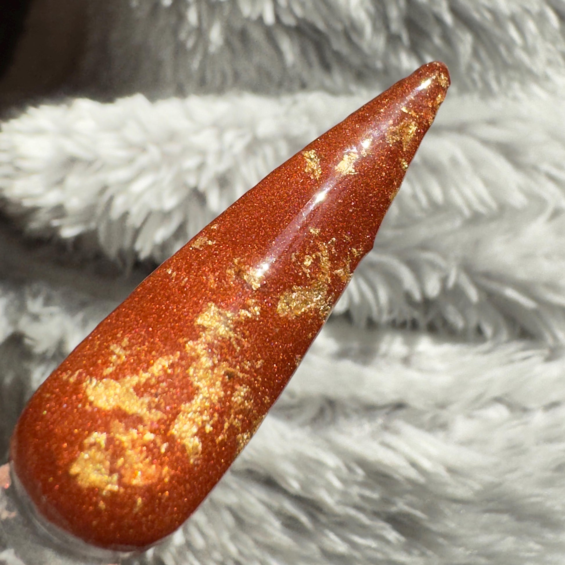Golden Ember Dip Powder | Fiery Orange with Gold Flakes | Sparkle Dip Nails, Autumn Dip Powder, Luxury Nail Dipping System