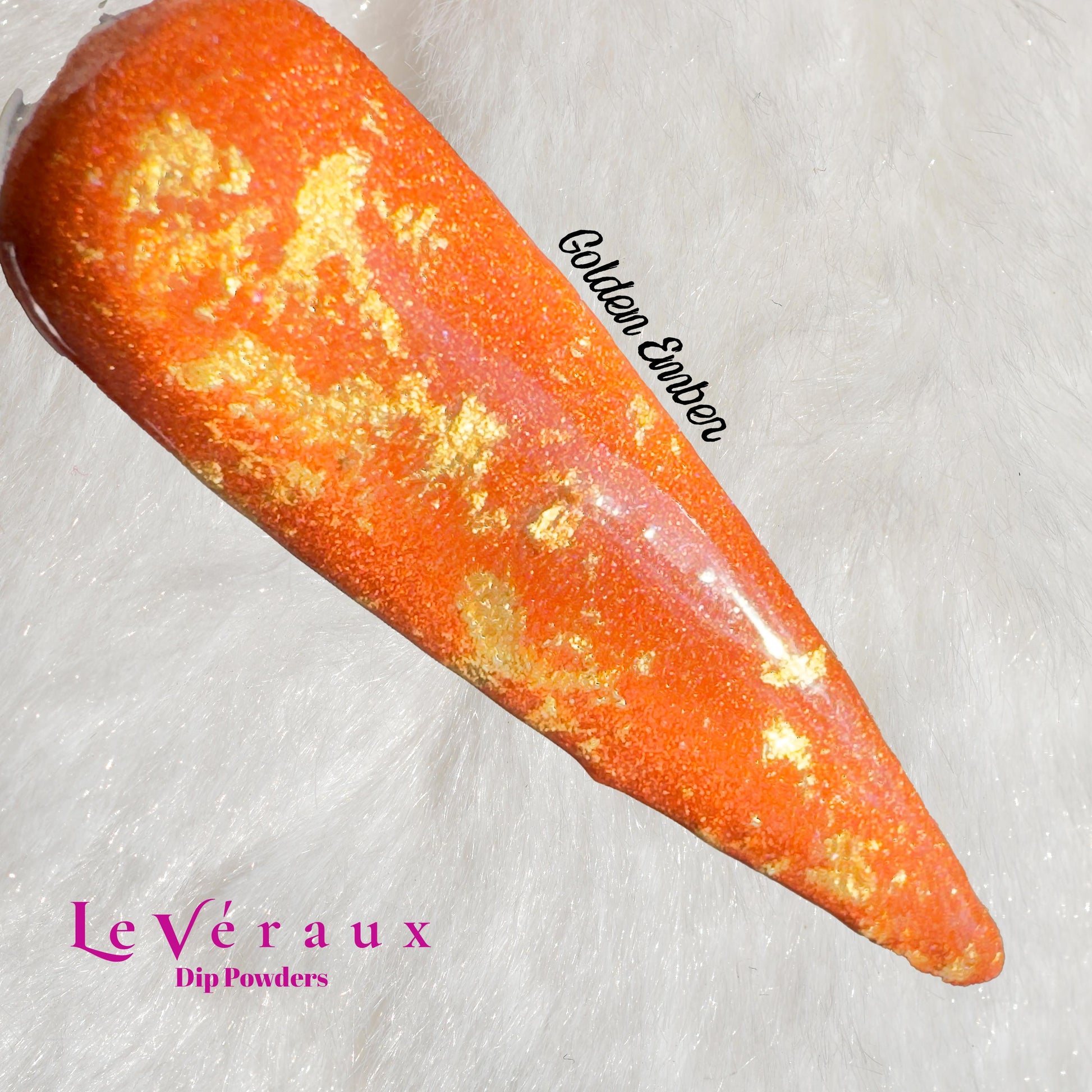 Golden Ember Dip Powder | Fiery Orange with Gold Flakes | Sparkle Dip Nails, Autumn Dip Powder, Luxury Nail Dipping System