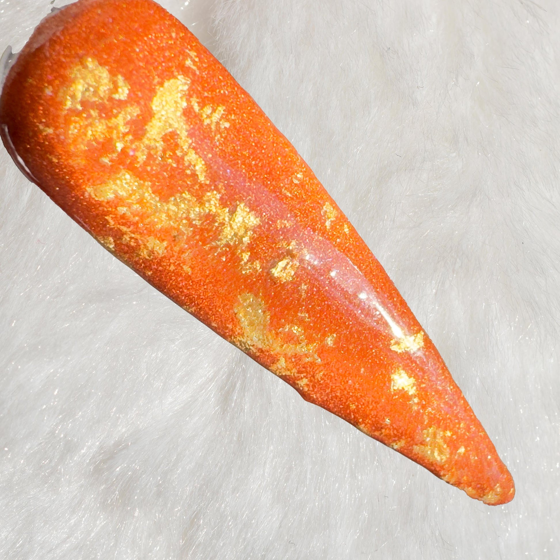 Golden Ember Dip Powder | Fiery Orange with Gold Flakes | Sparkle Dip Nails, Autumn Dip Powder, Luxury Nail Dipping System