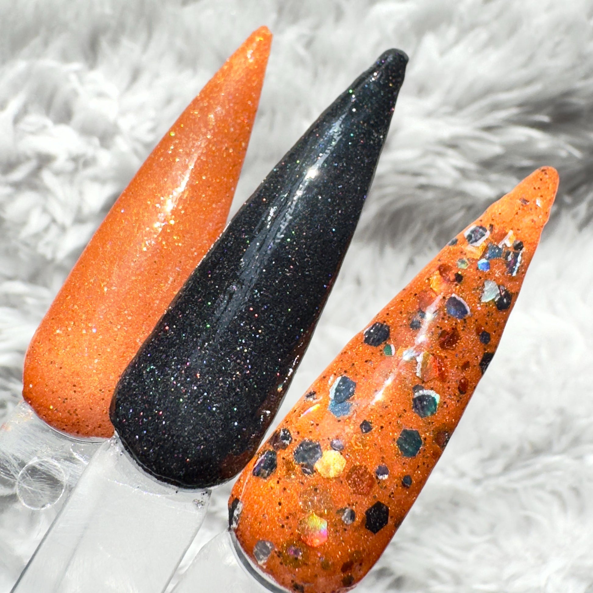 Orange Glitter Dip Powder: Halloween Sparkle Nail Dip for Fall Nails