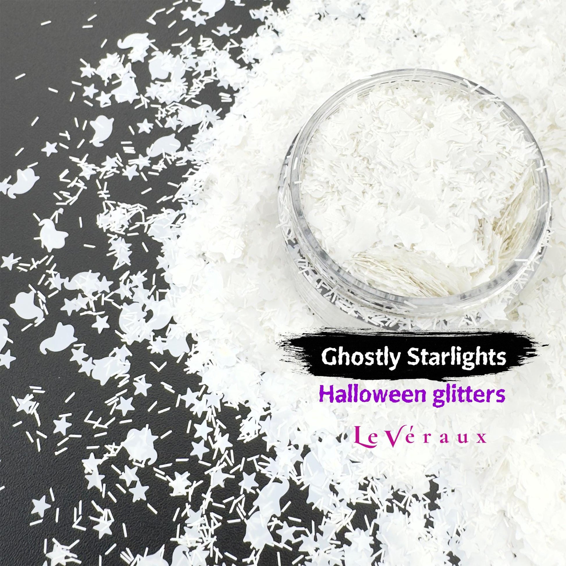 White Ghost Glitter Mix: Starlight Shards for Halloween Crafts
