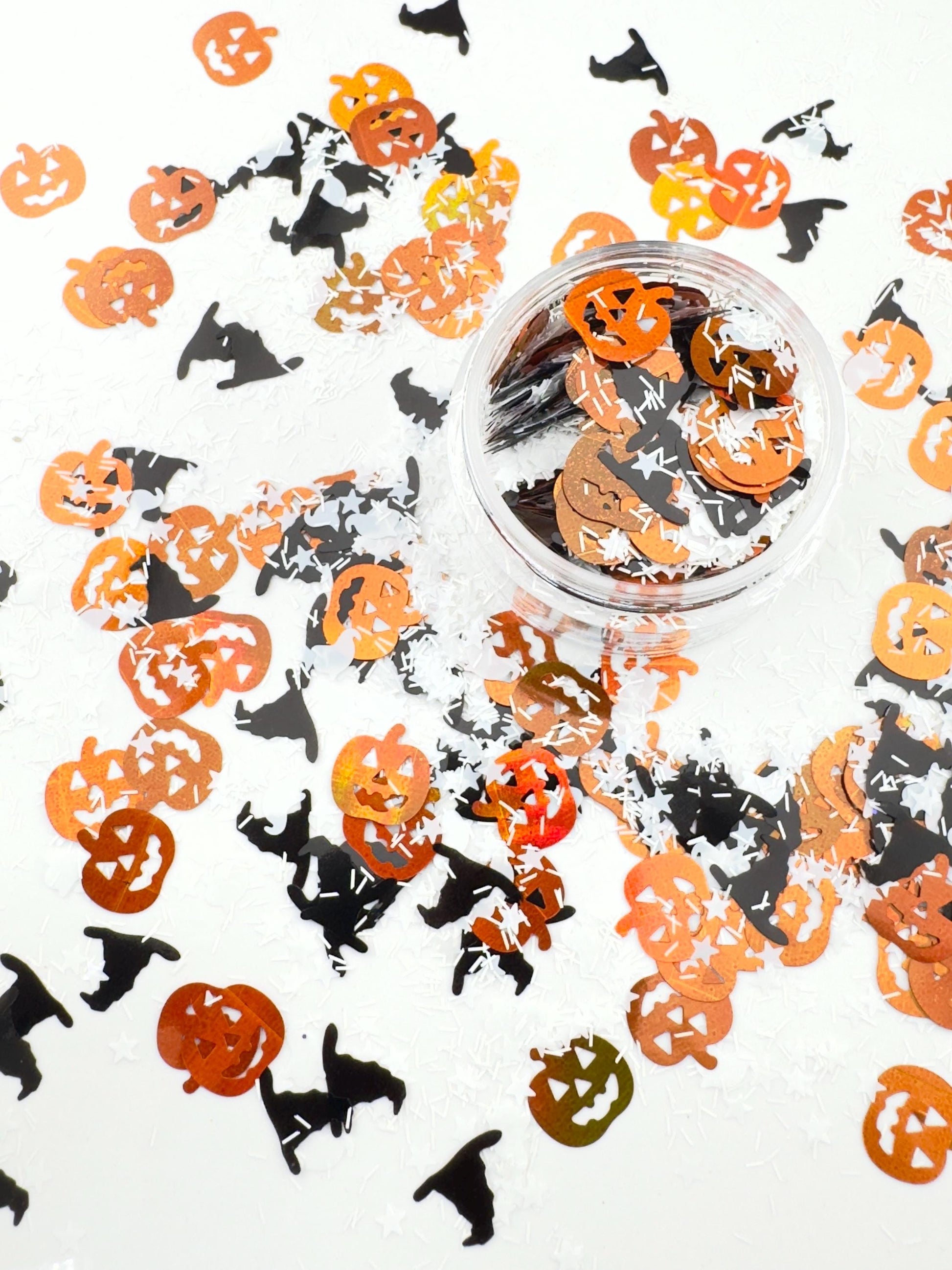 Halloween Glitter Mix: Pumpkins, Witches, Stars Confetti - Resin, Slime, Nail Art