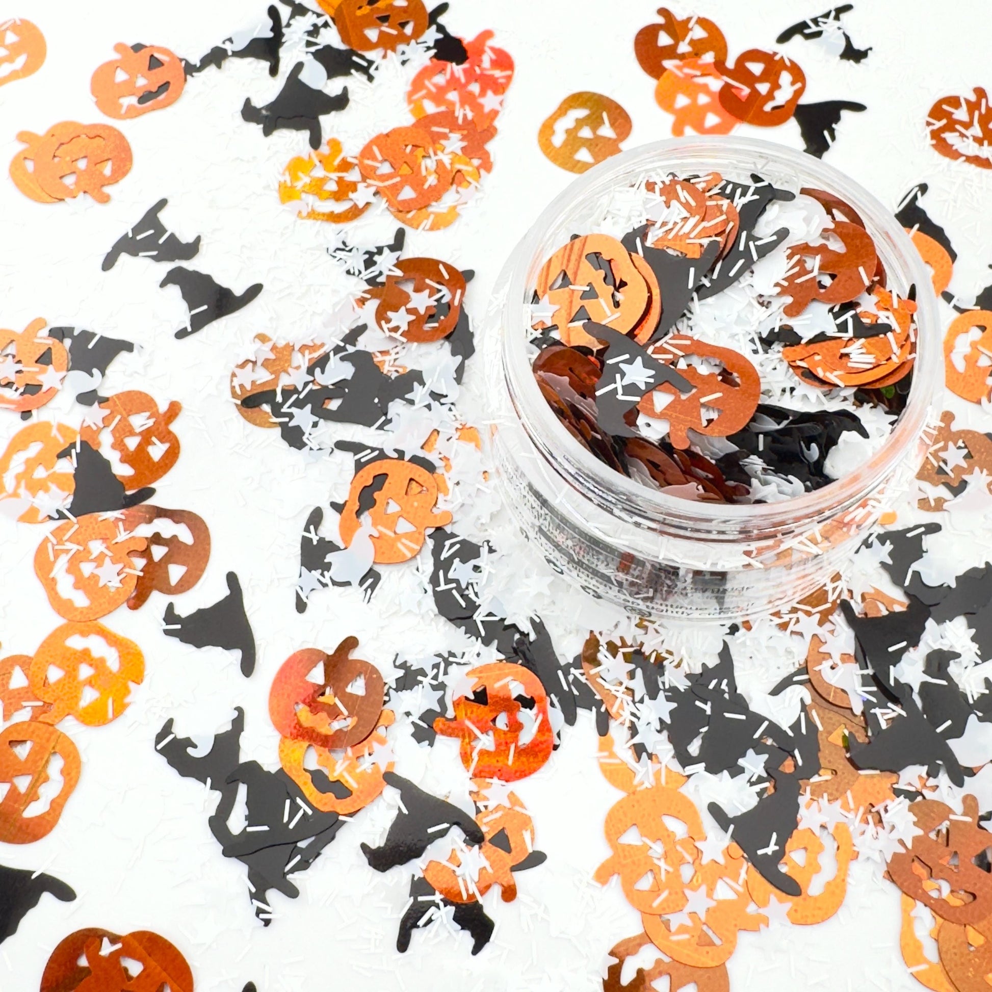 Halloween Glitter Mix: Pumpkins, Witches, Stars Confetti - Resin, Slime, Nail Art
