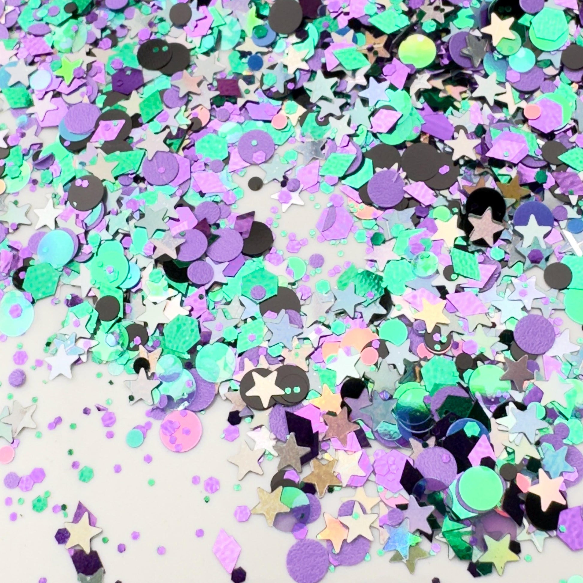 Mystic Forest Chunky Glitter: Purple, Green, Black Star Mix