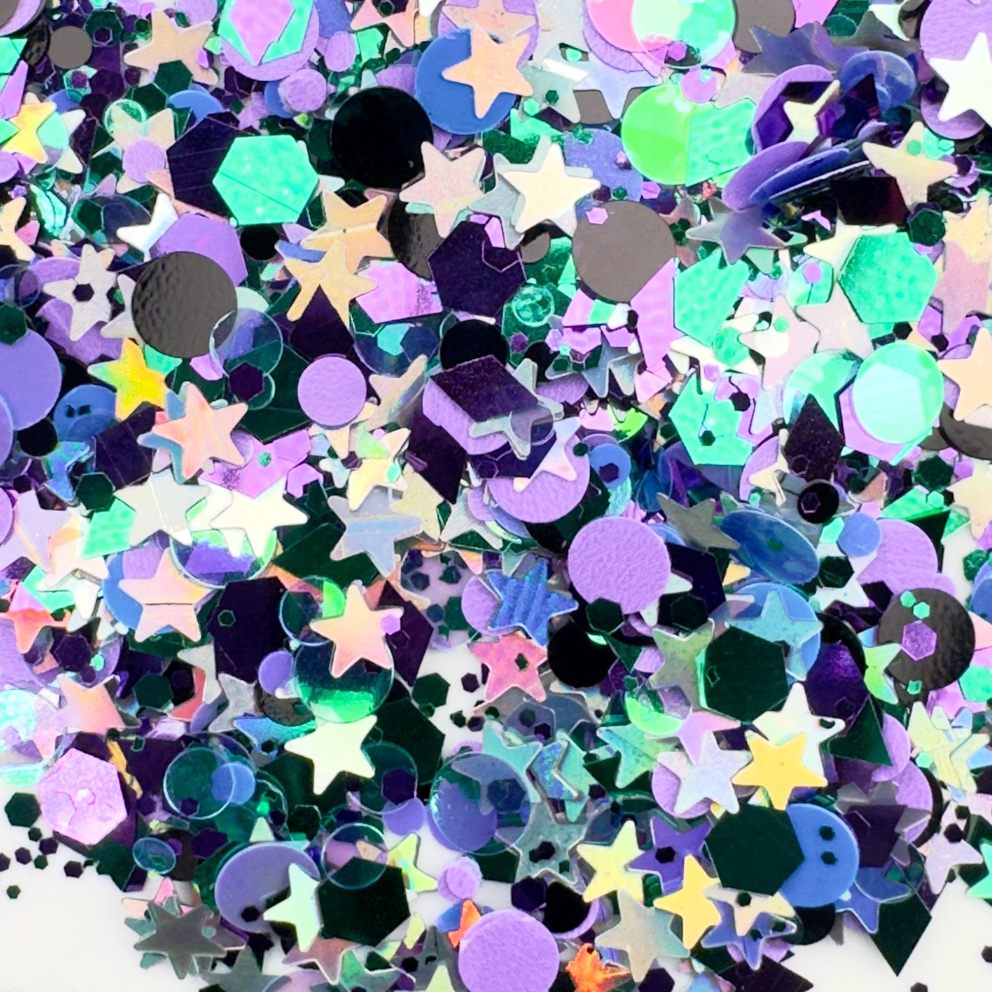 Mystic Forest Chunky Glitter: Purple, Green, Black Star Mix