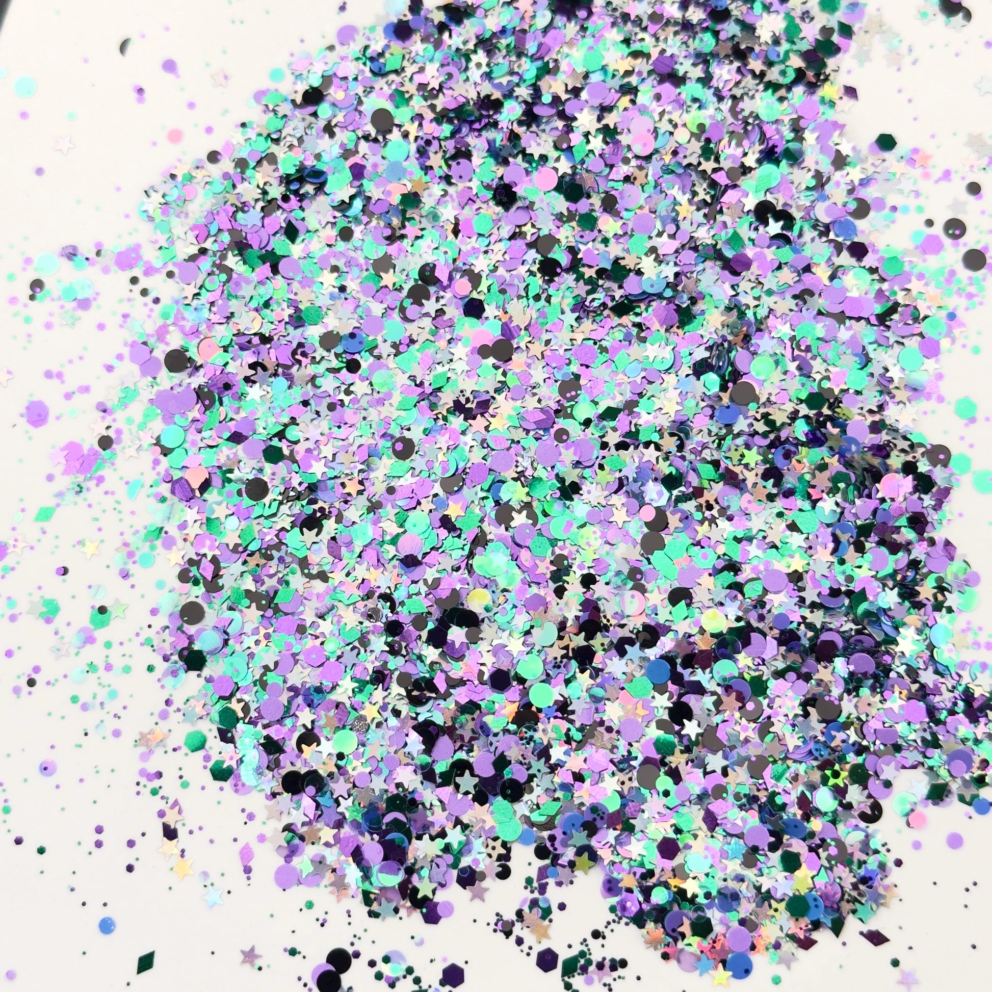 Mystic Forest Chunky Glitter: Purple, Green, Black Star Mix