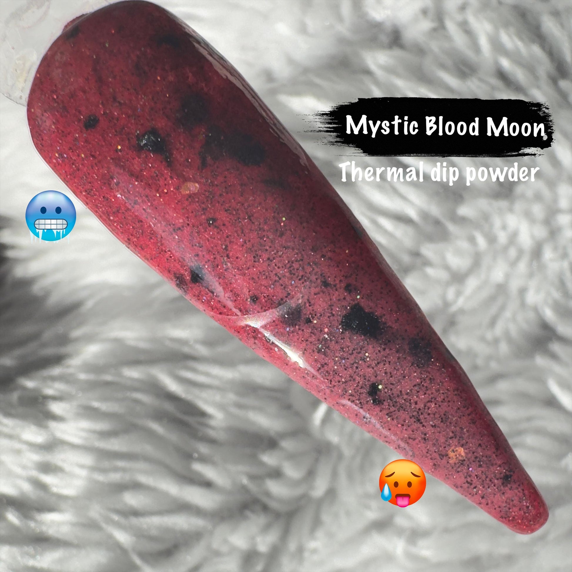 Mystic Blood Moon Thermal Dip Powder | Deep Crimson Colour Changing Nail Powder | Red Black Shimmer Acrylic Overlay | Halloween Nails