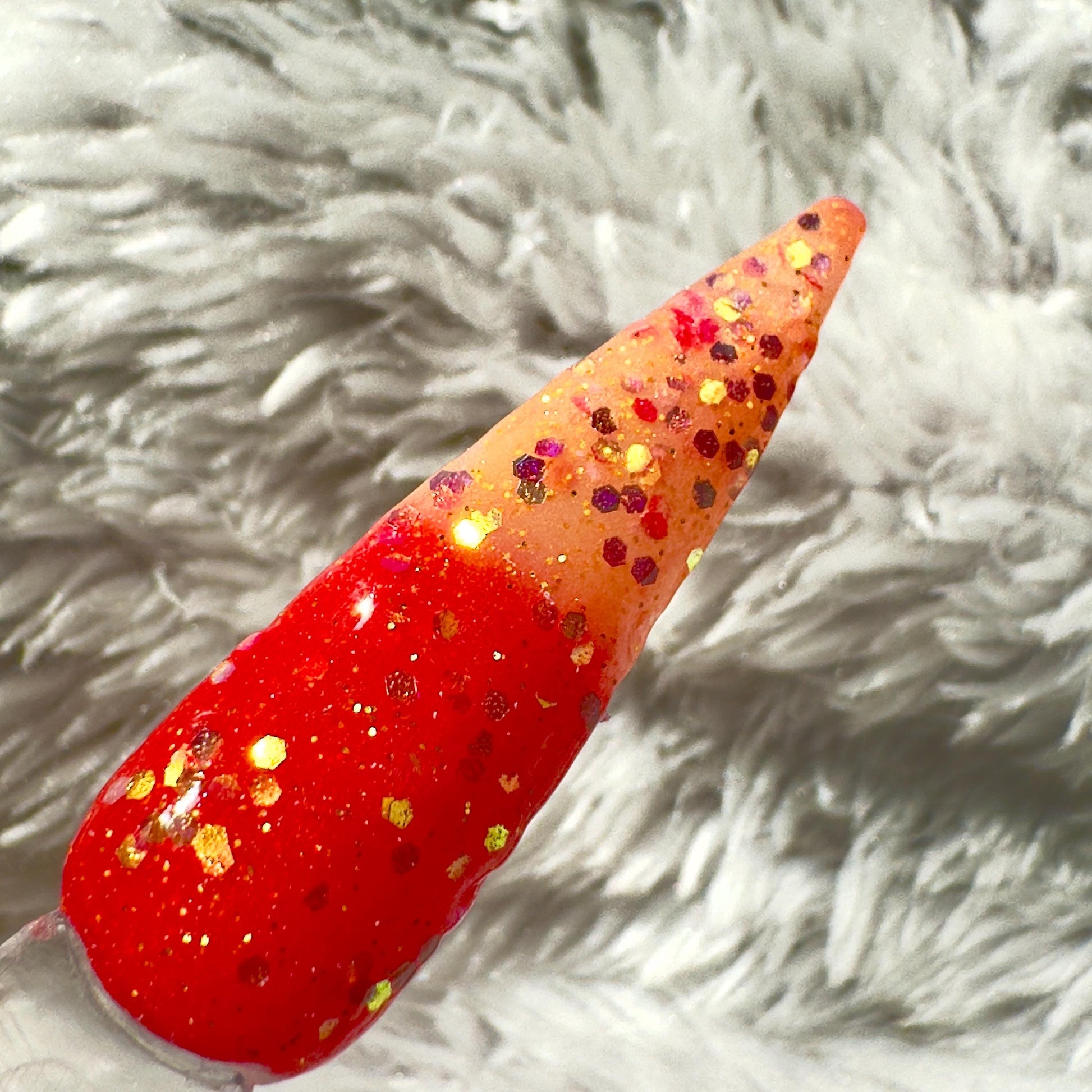 Thermal Dip Powder: Fiery Blood Moon Red-Orange Copper Glitter